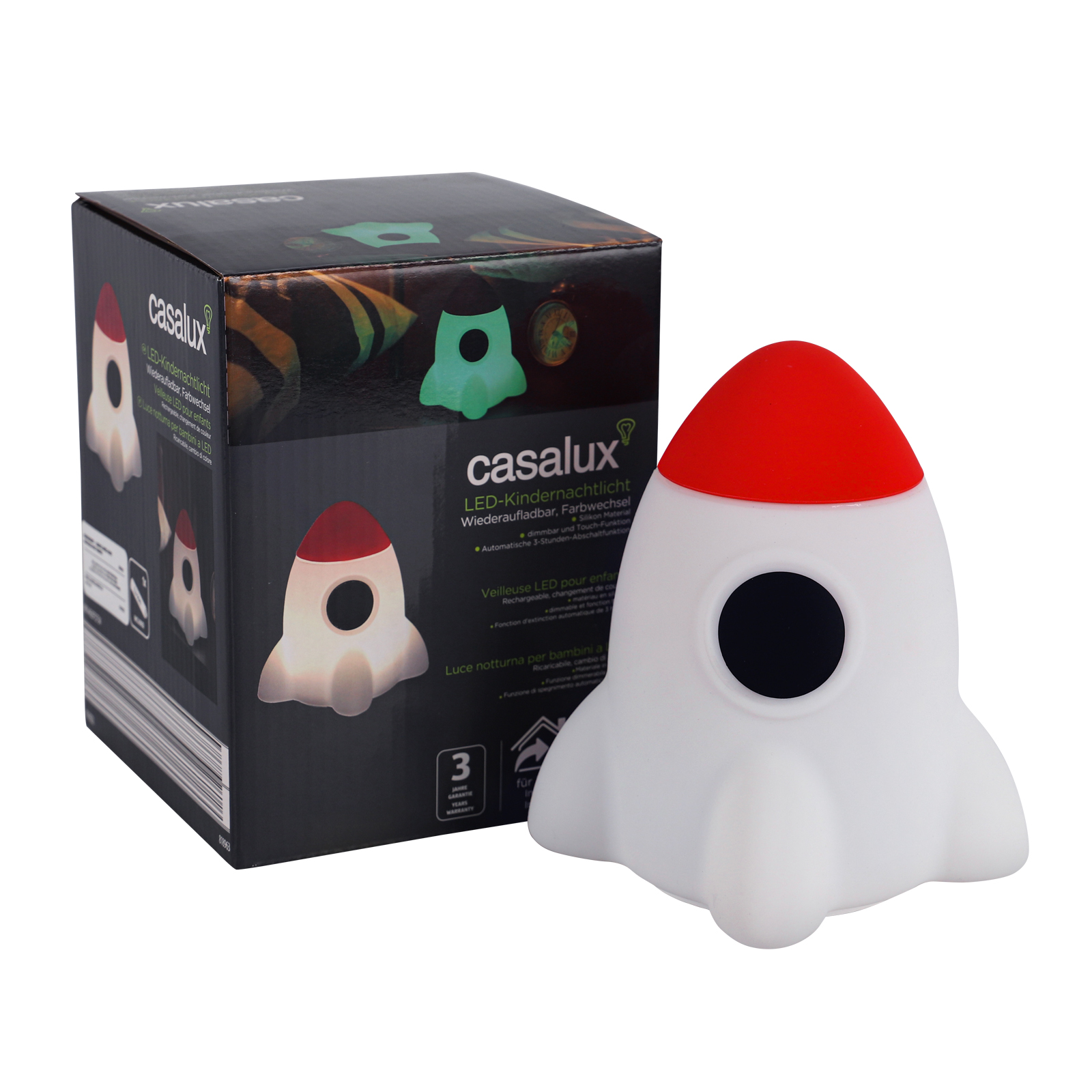 Creative Children's Rocket Night Light Silicone Bedside Lamp for Bedroom and Christmas Gift with Sleep Clap Feature